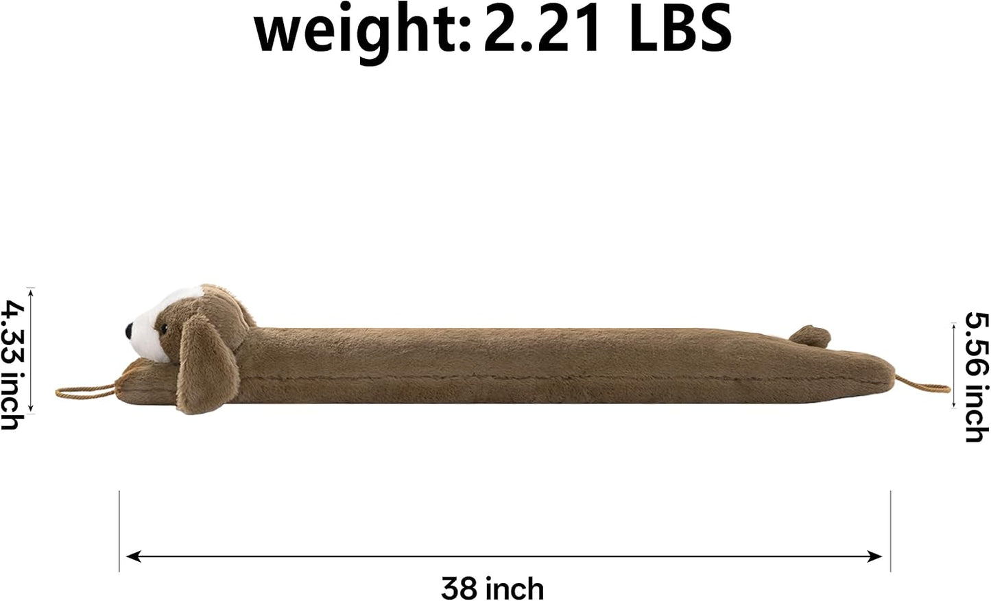 habibee Door Draft Stopper, Weighted Noise Blocker 38 in Coffee Dog | Robust Herringbone Fabric, Weighted Sandbags, Bouncy Cotton Filling, Blocks Light & Dust, Tool-free Setup, Animal Home Decor