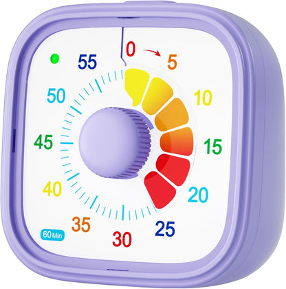 Shintrend 60 Minute Visual Timer with Colorful Dial, Pomodoro Timer for Kids and Adults, Silent Countdown Time Management Tool (Batteries Not Included)
