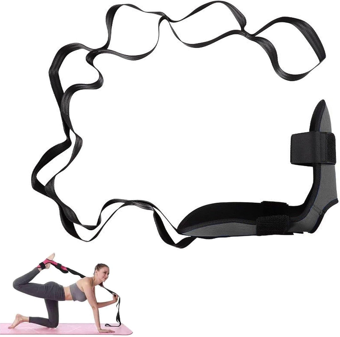 Stretching Strap with Loops and Detachable Foot, Fascia Stretcher Used, Foot & Calf Stretcher for Yoga, Gymnastics and Flexibility Training