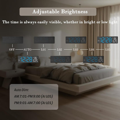 DreamSky Wooden Digital Alarm Clock for Bedroom with Large Numbers