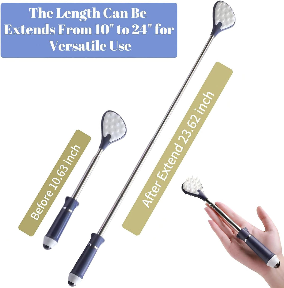 Retractable Portable Back Scratcher for Back, Scalp, Foot & Body