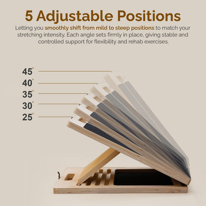 Portable Wooden Slant Board for Calf Stretching with Resistance Bands | 400 Lbs Weight Capacity Incline Board for Calf Stretcher, Calf Stretch Board for Knees Ankle Heel Feet Leg