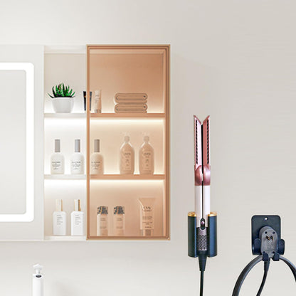 Hot Tools Organizer, Hair Tool Organizer Wall Mount Aluminum Alloy, Space-Saving Curling Iron Holder for Vanity & Bathroom with Stainless Steel Cups White CHOCHOYAH