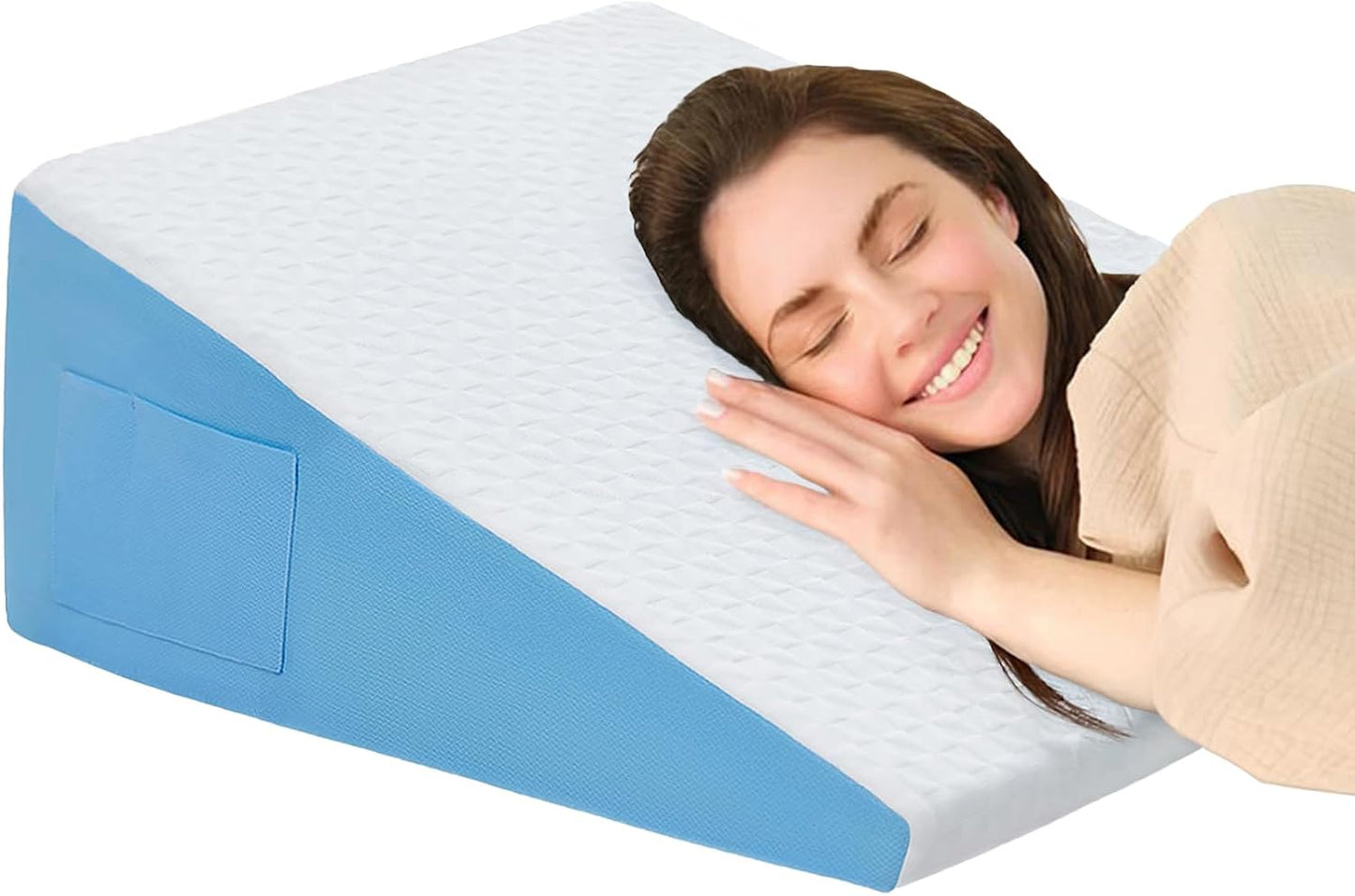 8" Leg Elevation Pillow, Memory Foam Wedge Pillow for Leg & Knee Support | Knee, Hip & Ankle Support. Elevates Legs For Comfortable Sleeping, Resting, And Recovery With A Supportive Wedge Shape.