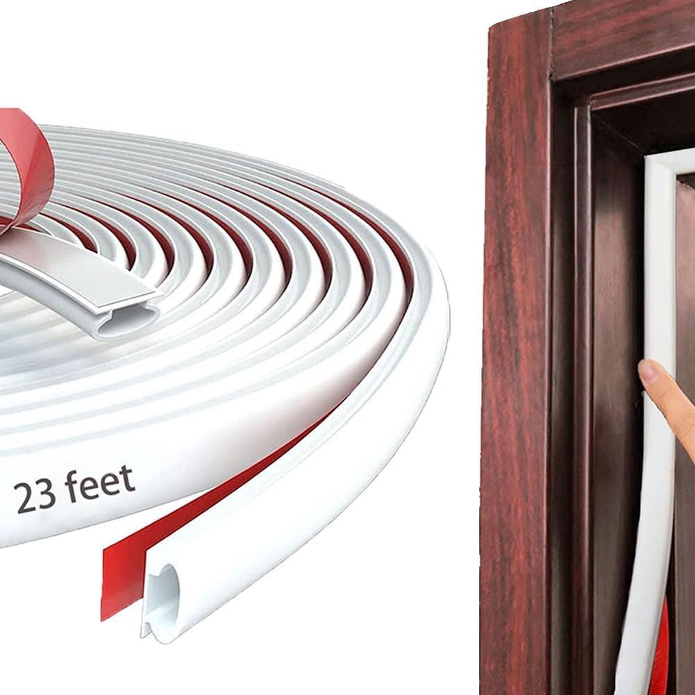 Black Rubber Weather Stripping Door Seal Strip, D Shape Door Weather Seal Strip, Self-Adhesive Soundproofing Frame Insulation Tape for Doors Frame/Window Seal,Blocks Cold Drafts Noise