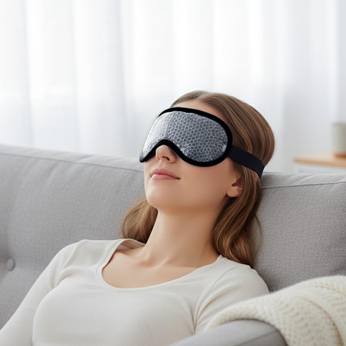 Rapid Relief Reusable Hot or Cold Gel Bead Eye Mask, Flexible Fit