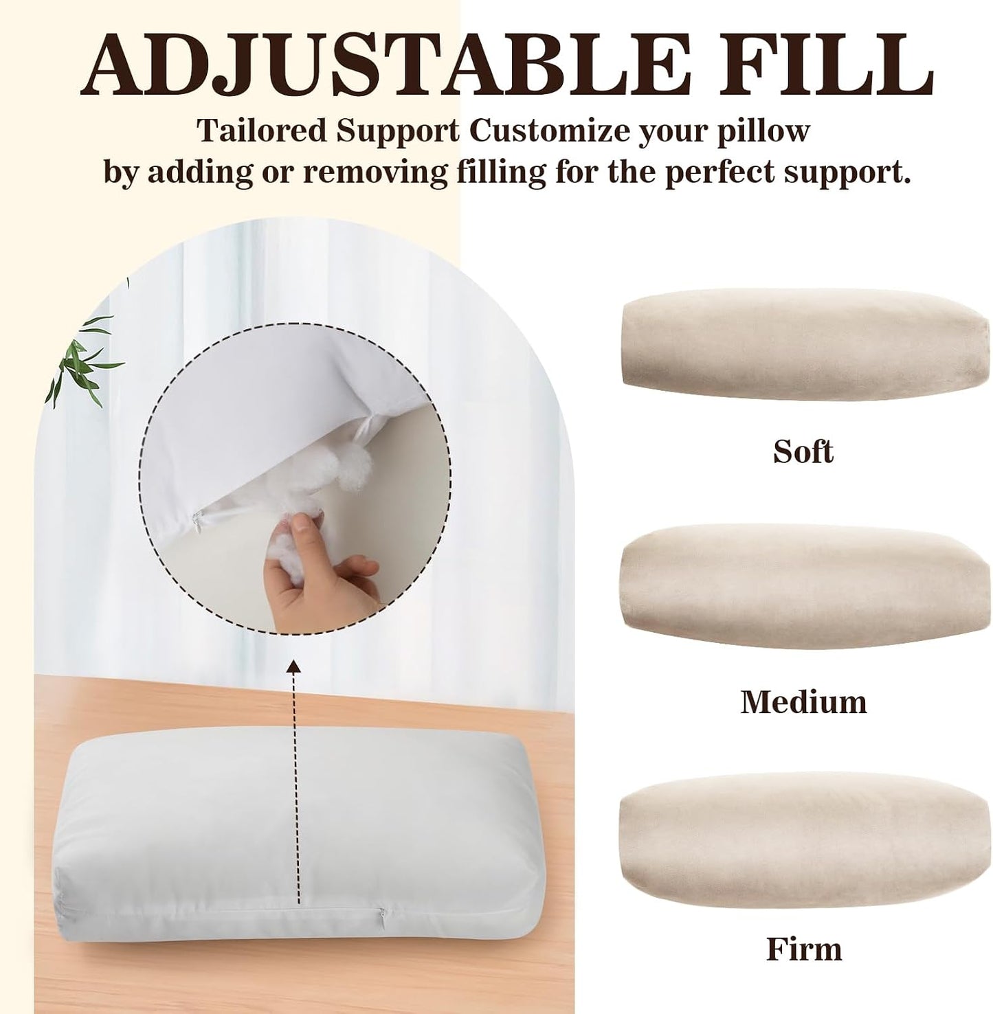 Recliner Headrest Pillow, Adjustable Comfort Neck & Head Support Pillow | Soft Velvet, Weighted Non-Slip Flap, Adjustable Filling, Washable Cover, for Recliners, Sofas, Office Chairs
