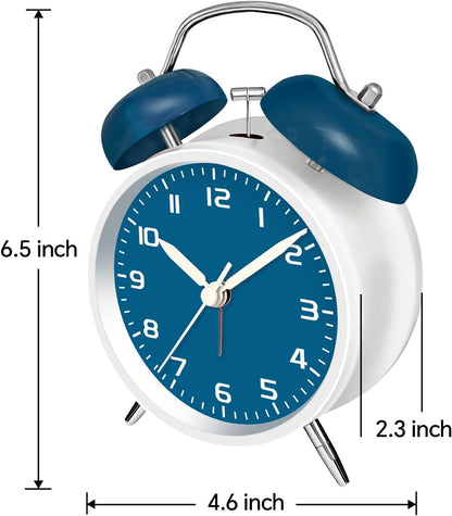 4.5" Analog Alarm Clock for Heavy Sleepers, Loud Battery Operated Alarm Clocks with Light, Metal Silent Desk Clock for Bedrooms, Retro Bedside Clocks for Kids Girls Women Mother Seniors, Pink