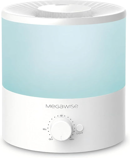 MEGAWISE 3.5L Cool Mist Humidifier – Ultra-Quiet Ultrasonic Vaporizer with Top-Fill Design, Essential Oil Diffuser, 7-Color Night Light & Auto Shut-Off