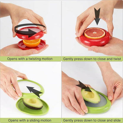 Avocado Saver and Tomato Holder, Onion Antioxidation Storage Set - Set of 4 Reusable Fruit and Veggie Savers - Ideal for Garlic, Onions, Apple, Lemons, and Potatoes