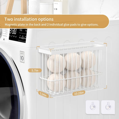 Moryimi Magnetic Dryer Ball Holder for Laundry Room Organization | Magnetic Lint Bin for Laundry Room, Iron Dryer Ball Container for Laundry Room Organization and Storage (No Balls)