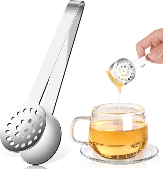 Metal Tea Bag Squeezer tool, Stainless Steel Tea Tongs Tea Filter Coffee Spoon Clamp Teabag Squeezer for Gripping Loosing Ice Sugar Lemon Slice