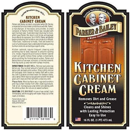 Parker and Bailey Kitchen Cabinet Cream-Wood Cleaner-Grease Remover 16 oz (1) | Wood degreaser that restores and protects cabinets naturally