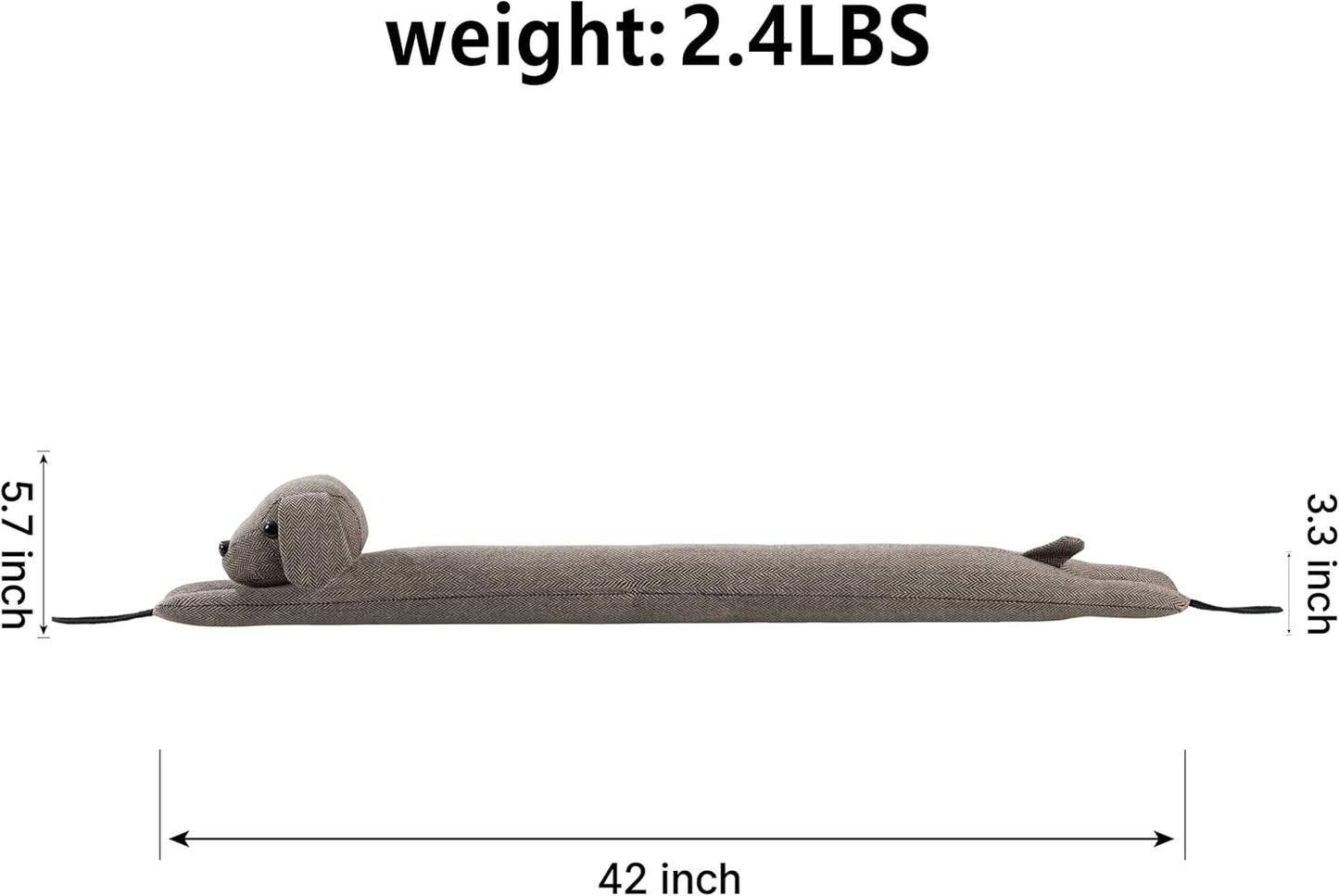 habibee Door Draft Stopper, Weighted Noise Blocker 38 in Coffee Dog | Robust Herringbone Fabric, Weighted Sandbags, Bouncy Cotton Filling, Blocks Light & Dust, Tool-free Setup, Animal Home Decor