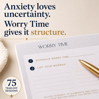 Worry Journal for Anxiety Relief & CBT Guided Prompts, Mental Health Gift