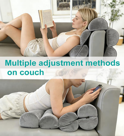 Lumbar Support Pillow for Office Chair,Multiple Adjustable | Back Support for Office Chair High Back/Couch/Sitting on Bed,Patented 6 Semi Cylindrical Back Cushion,Short Velvet Cover
