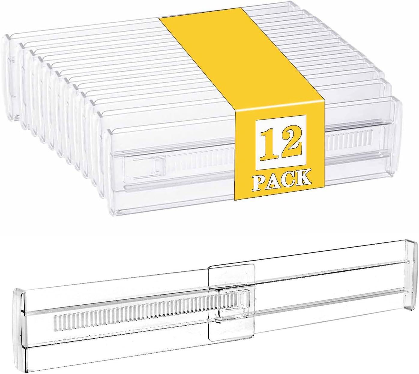 4 Pcs Drawer Dividers for Clothes,3.15" High 11.34"-19.69" clear | Adjustable Expandable Dresser Drawer Organizer, Clear Plastic Separators for Dresser, Baby Clothing