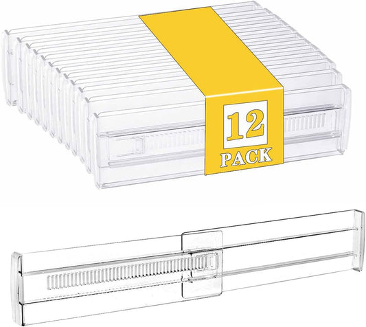 4 Pcs Drawer Dividers for Clothes,3.15" High 11.34"-19.69" clear | Adjustable Expandable Dresser Drawer Organizer, Clear Plastic Separators for Dresser, Baby Clothing
