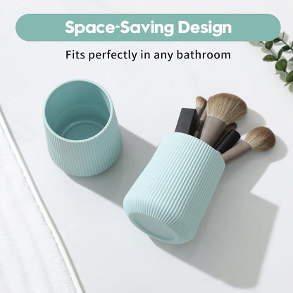 YAUKPH Black Striped Toothbrush Holder | for Electric Toothbrushes Bathroom Organizer Cup for Toothpaste Kids & Adults