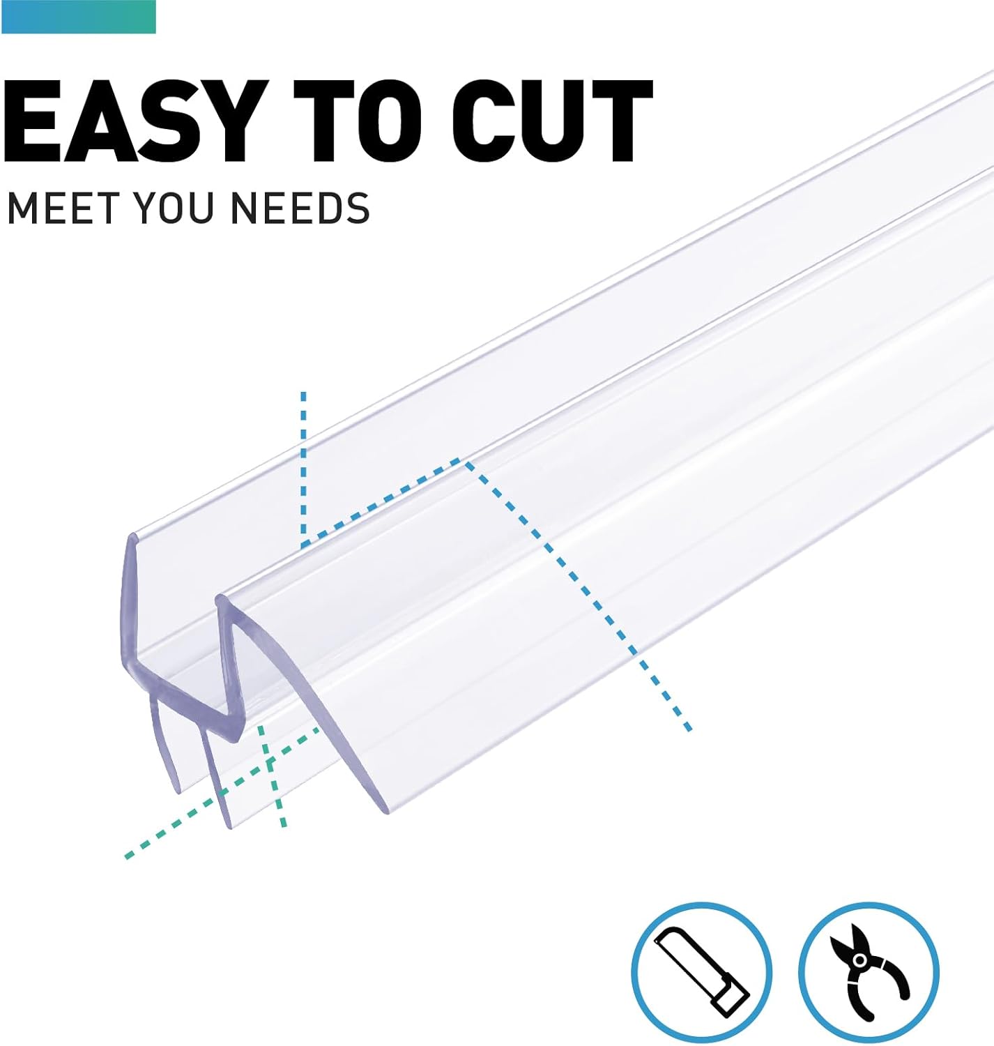 Shower Door Bottom Seal,2 PCS 3/8" x 36" | Shower Door Sweep for 3/8 Inch Glass, Frameless Glass Shower Door Seal Strip, Stop Shower Leaks and Create a Water Barrier