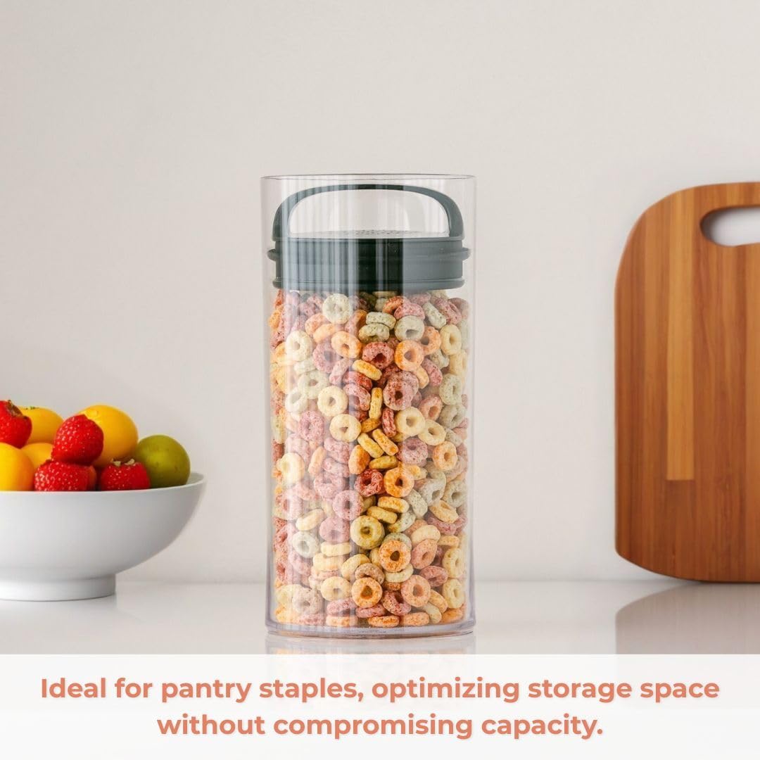 Prepara Evak Fresh Saver Plastic Airless Canister (10"x4.75"x4.75"), Medium/Tall - Shatterproof Container BPA-Free