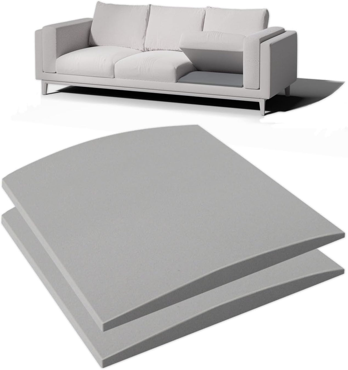 Couch Cushion Support for Sagging Seat, 20"x20"x2" 40D High Density Curved Foam Sofa Cushion Support, Under-Cushion Sag Repair,Grey Set of 3