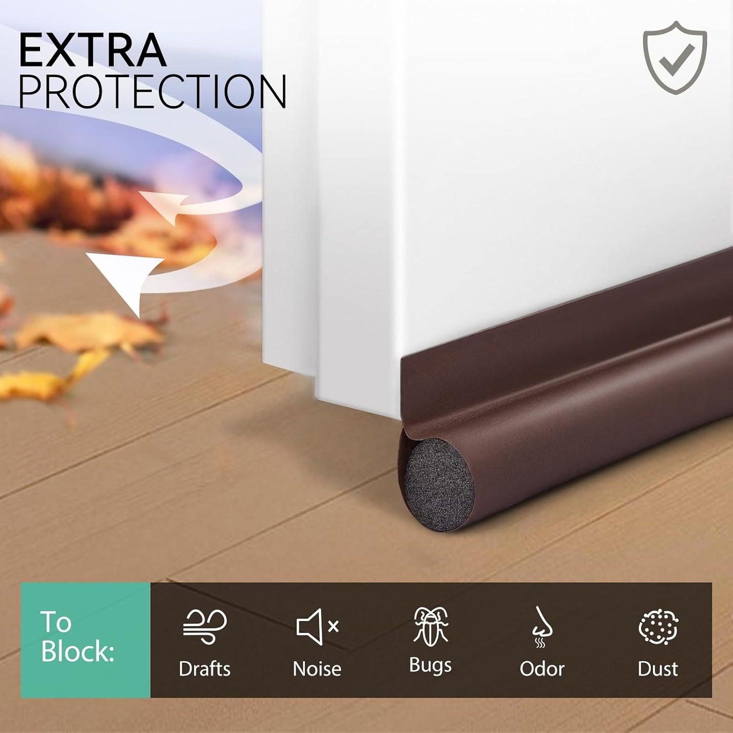 MAXTID Under Door Draft Stoppers 36 Inch White Door Draft Blocker Draft Stoppers for Bottom of Doors Seal Gap Reduce Wind/Breeze, Cold Air, Dust, Smoke, Door Seal Strips Sweeps