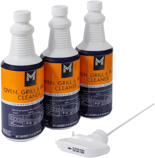 Commercial Oven, Grill & Fryer Cleaner, 3 Pack (32 oz Each) with Foaming Sprayer | Heavy Duty Commercial Grade Degreaser | Removes Baked-On Food, Grease & Carbon | For Restaurant & Kitchen Equipment