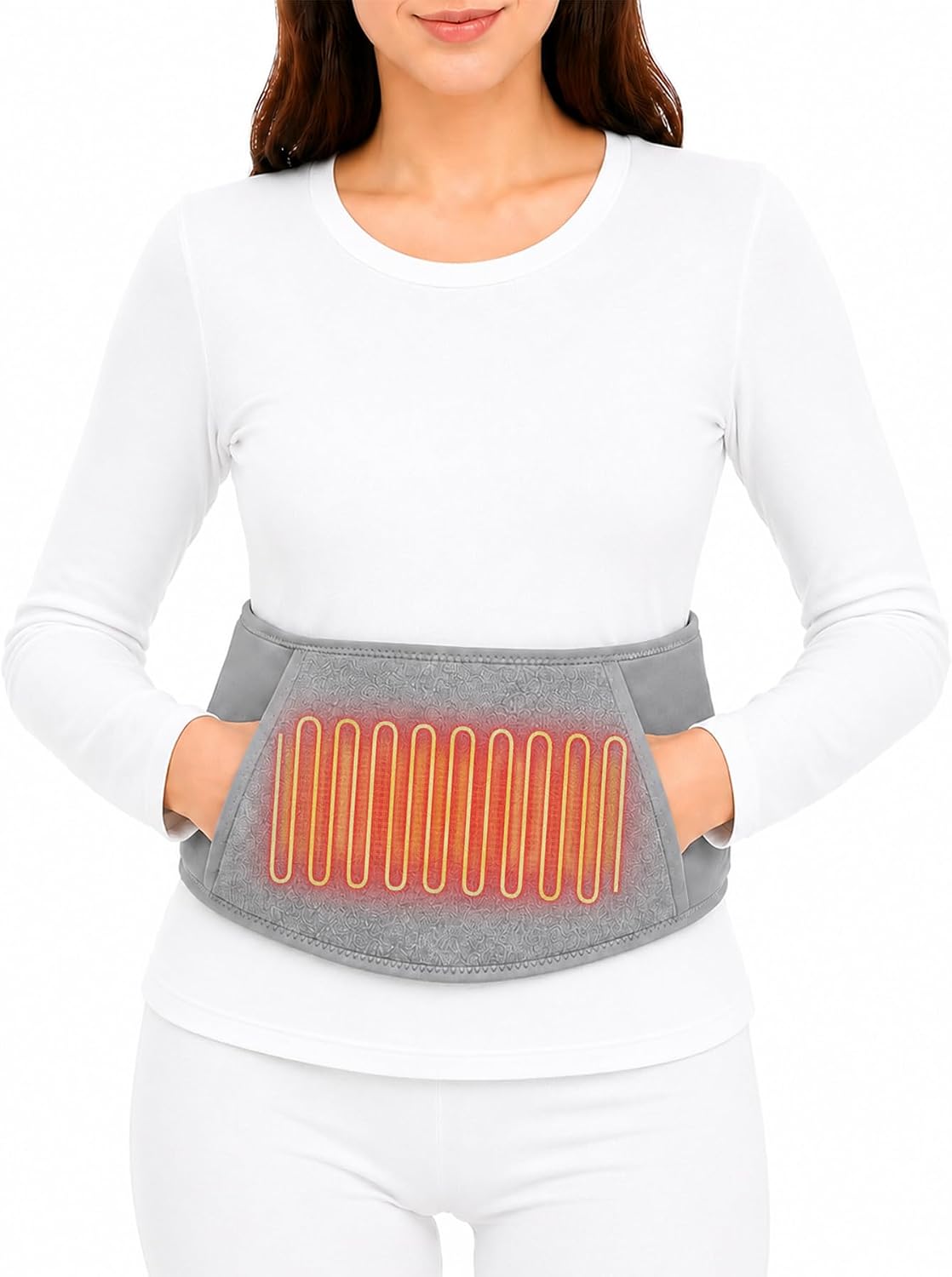 Heated Waist Belt, Cordless Lower Back Heating Pad, Black