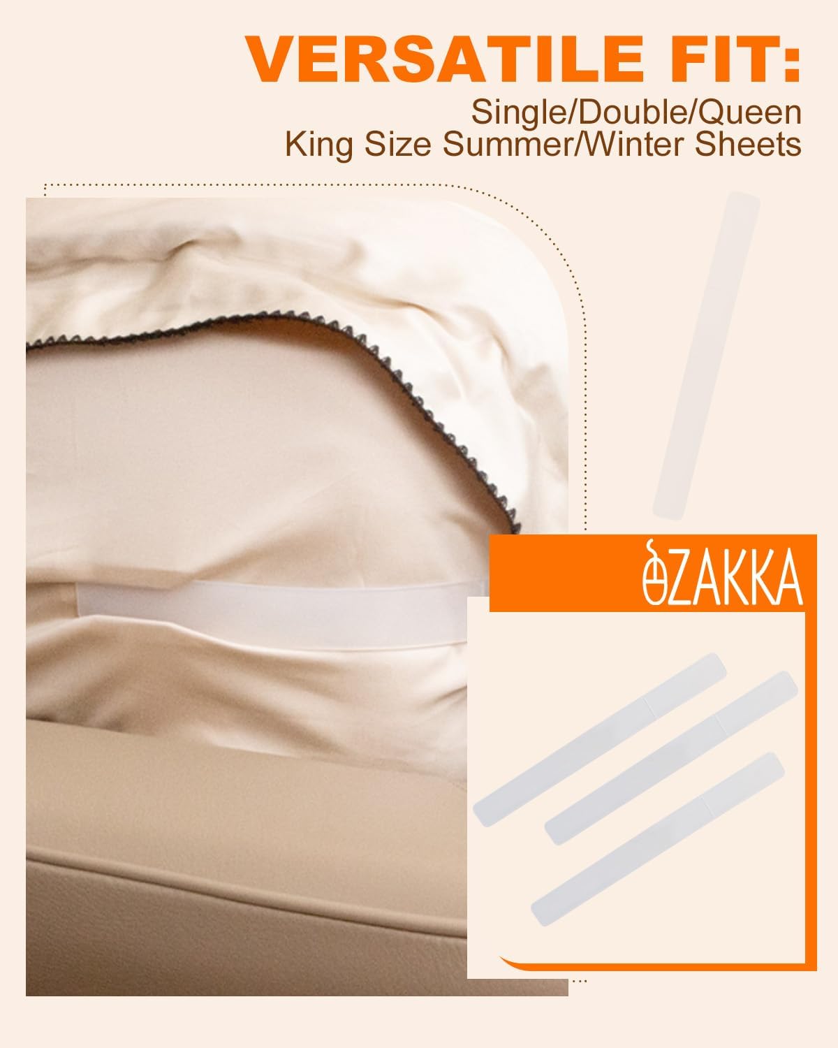 eZAKKA 8PCS Adjustable Replacement Strips for Bed Sheet Holder | Bed Sheet Straps Compatible with Most Bed Lock Sheet Holders，Cuttable sheet locks for fitted sheets