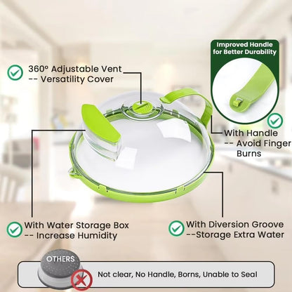 Microwave Splatter Cover with Steam Vent and Handle,10 Inch Clear Plate Cover, Essential Kitchen Gadgets for Food Safety