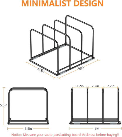 Kitchen Cabinet Organizer, Steel Cookware Holder, Divided Holder with 5 Slots for Skillets Baking Tray and Chopping Board Rack - Baking Pan Holder Storage (1 PC)