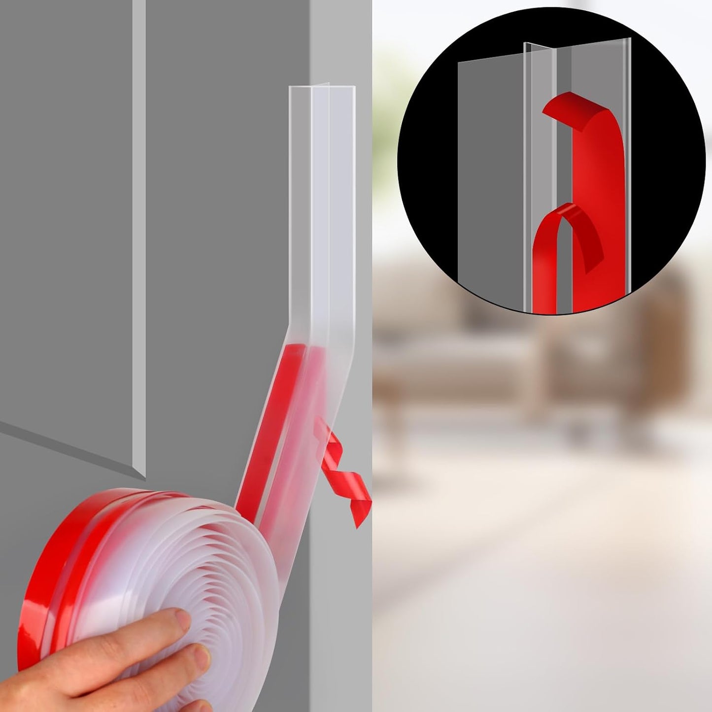Benory T-Shaped Silicone Door Weather Stripping, Clear, 1.38" W x 20 ft | T-shaped design helps the seal stay in place on door frames while reducing drafts, energy loss, and outside noise