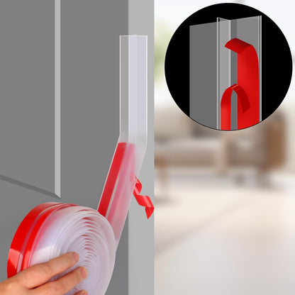 Benory T-Shaped Silicone Door Weather Stripping, Clear, 1.38" W x 20 ft | T-shaped design helps the seal stay in place on door frames while reducing drafts, energy loss, and outside noise