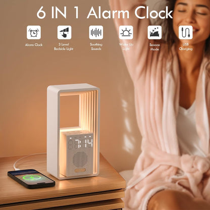 WILIT Digital Alarm Clock, Sunrise Alarm Clock with Nightlight, 9 Sleep Aid Sounds, White Noise Sounds Machine, Dimmable Display, Snooze,USB Charging Port,Gift for Women,Men,Teens,Kids,Travel