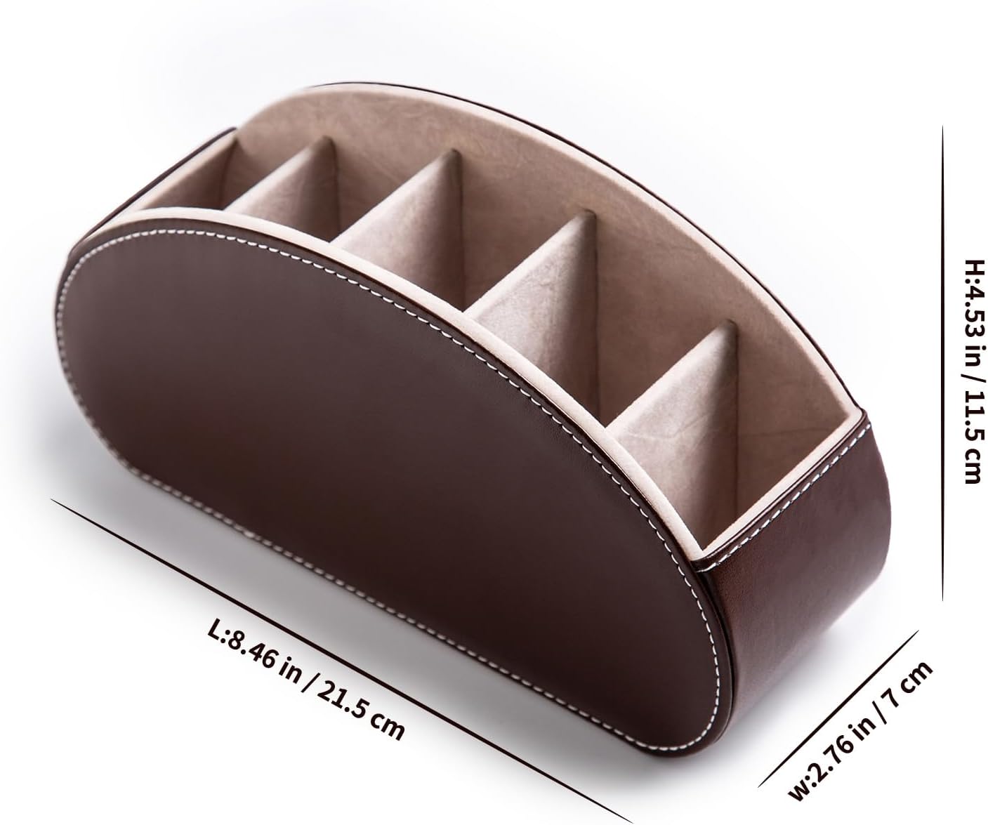 Remote Control Holders Organizer Box with 5 Compartment PU Leather Caddy | Multi-functional Office Desk Storage Caddy Store Tv Remote for Media Player,Brush,Pencil,Glassees&Office Supplies