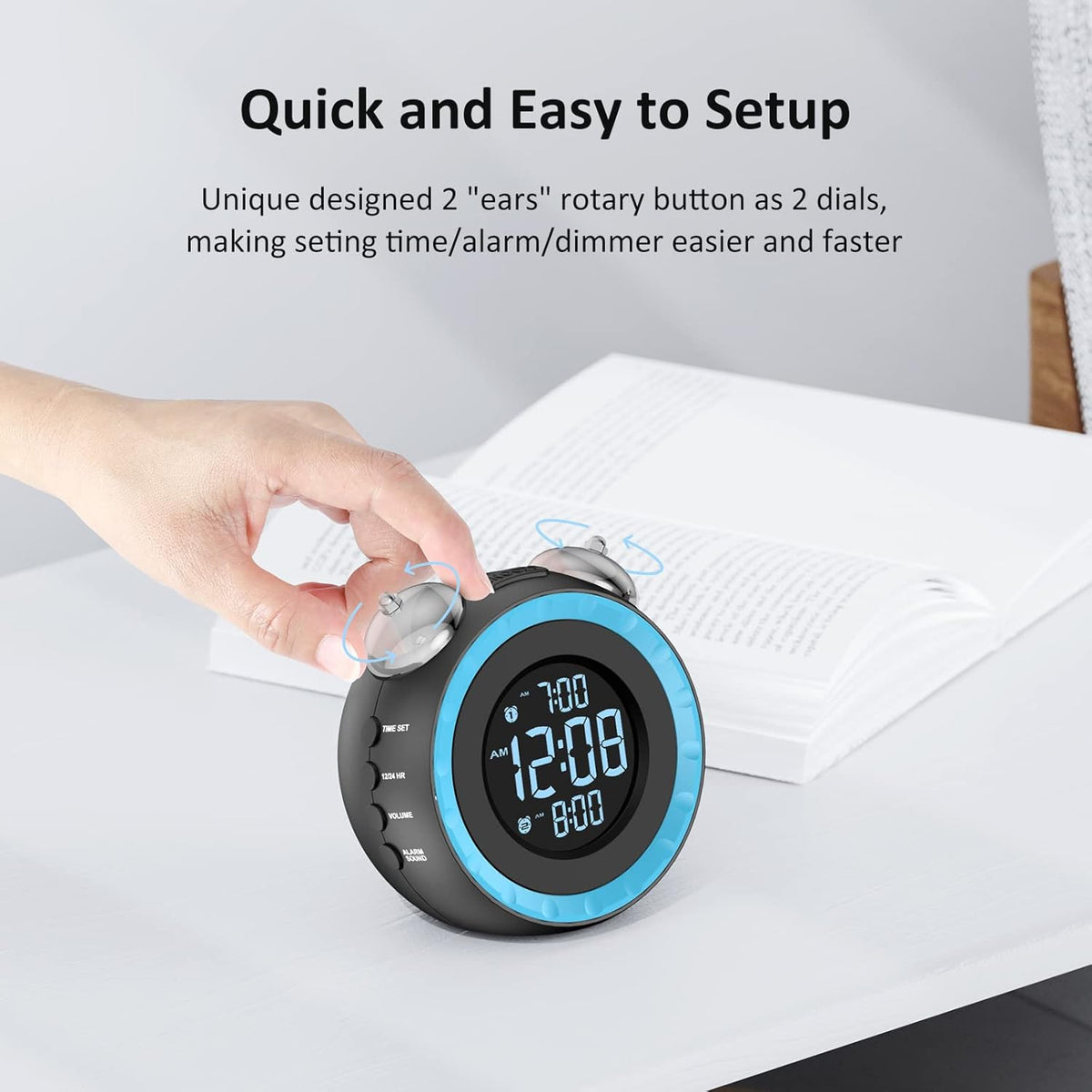 uscce Loud Dual Alarm Clock with Powerful Adjustable Bed Shaker
