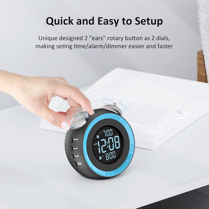 uscce Loud Dual Alarm Clock with Powerful Adjustable Bed Shaker
