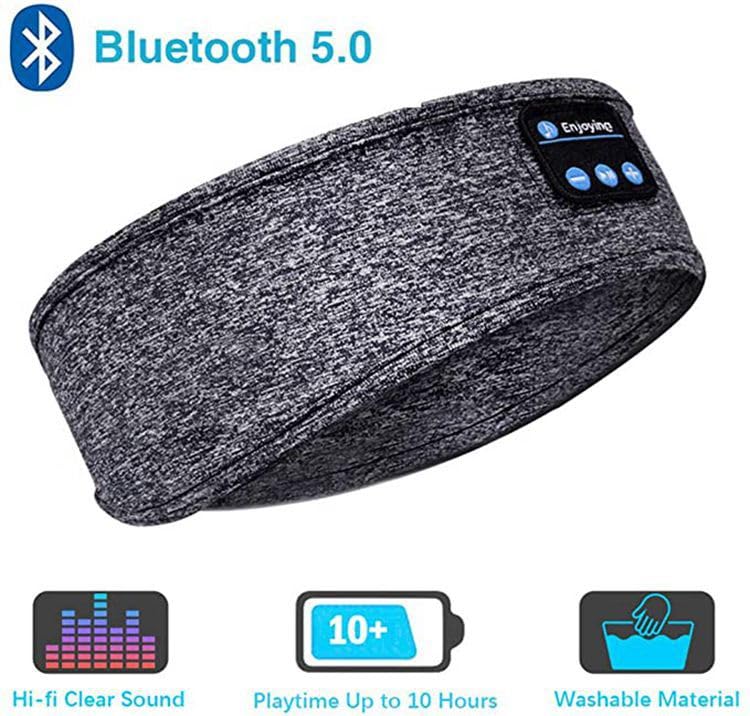Wireless Bluetooth Sports Headband Headphones Ultra-Thin HD Stereo Perfect for Sleeping,Workout,Jogging,Yoga,Insomnia, Air Travel, Meditation Gray