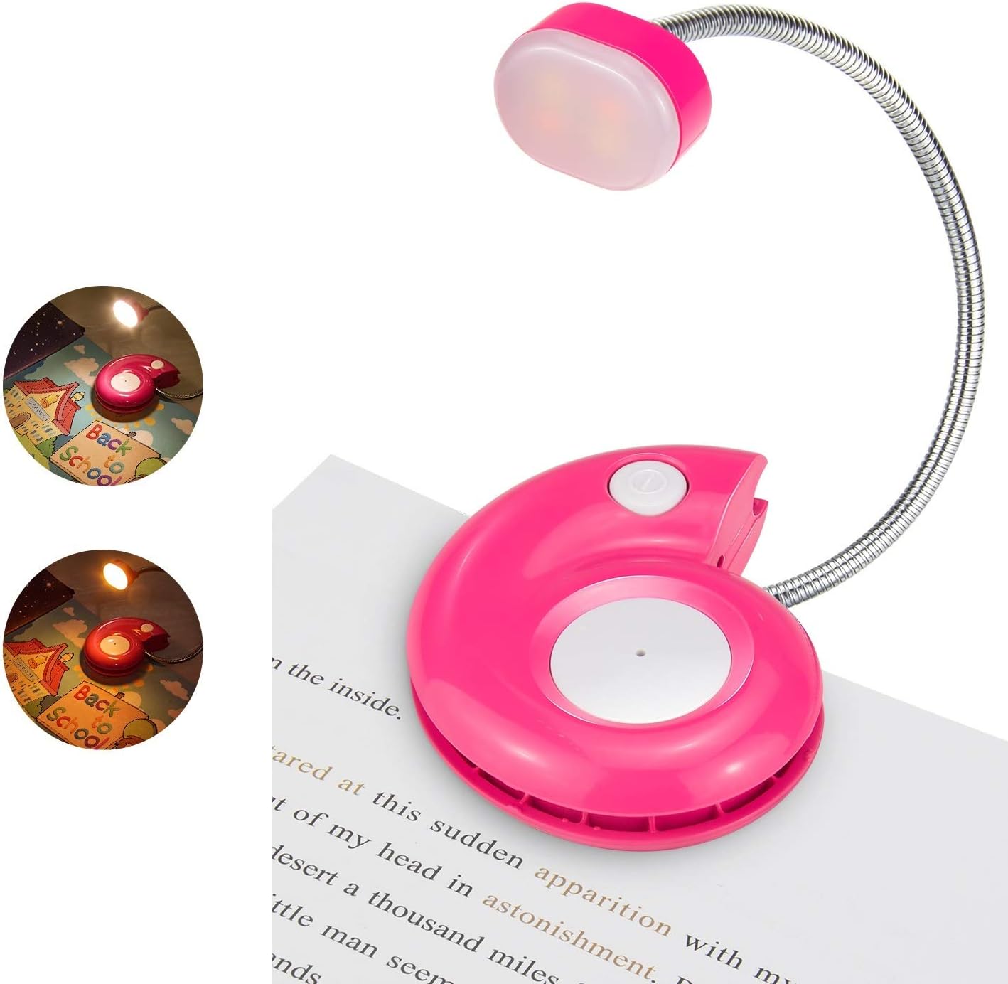 LUXSWAY Rechargeable Reading Light for Kids, LED Book Light with Magnetic Clip and Flexible Gooseneck, Cute Amber Bookmark Light - Violet