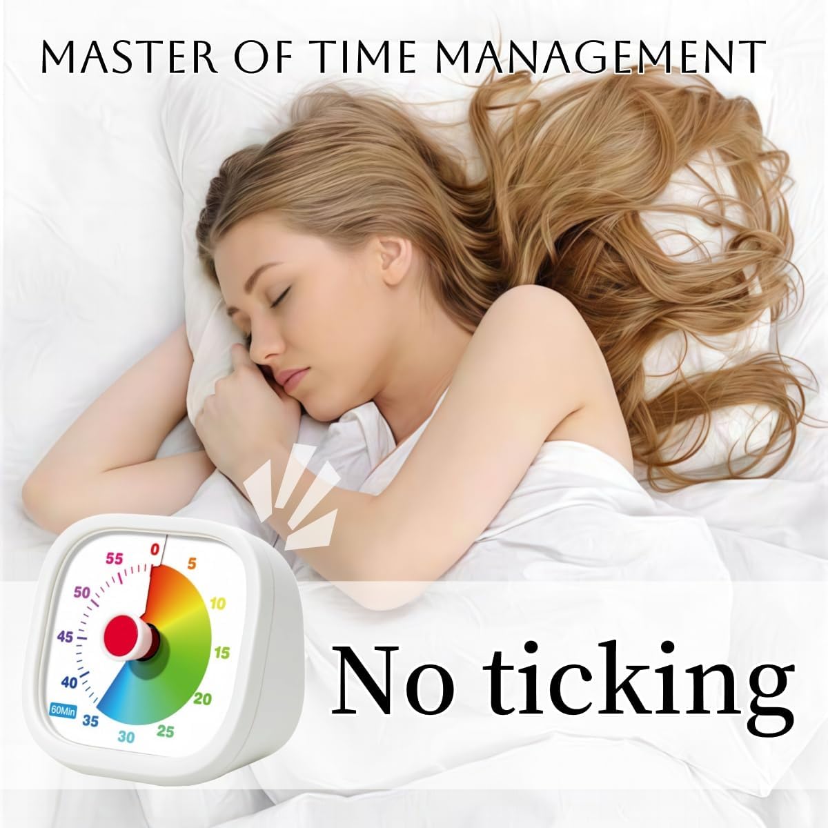 Visual Timer for Kids, 60 Minutes Countdown Timer for Kitchen, Office, Classroom, Home, Study, Task Reminder, No Ticking Time Timer, Time Manager (White)