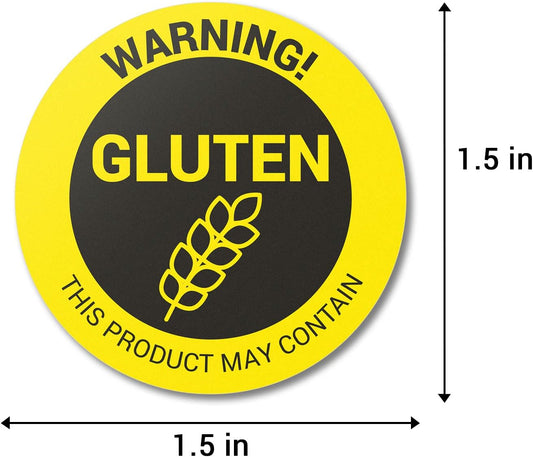 Sesame Seeds Allergy Warning Stickers, 1.5 Inch Round, 300 Labels | Contains Sesame Seeds, 1 Roll Circle Dot, Food Packing, Delis and Restaurants, Allergen Alert