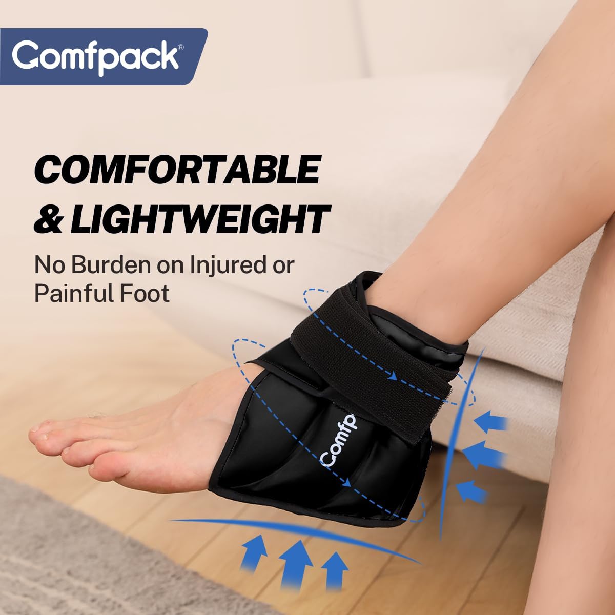 Comfpack Heel Ice Pack Wrap for Plantar Fasciitis Relief, Ankle Ice Pack | FSA Eligible, Ice Pack for Injures Reusable, Gel Cold Pack Warp for Achilles Tendonitis, Swelling, Ankle Sprain, Heel Pain