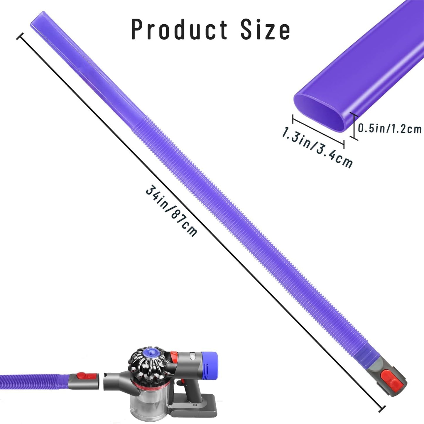 Dryer Vent Cleaner Kit for Dyson V15 V15s V12 V11 V10 V8 V7 Gen5 | 34" Flexible Crevice Tool, Cleaning Hose Attachment, Prevents Dryer Fires,Fits Tight Crevices for Car Detailing,Corners,Gaps