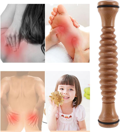 Set of 2 Natural Wooden Foot Massager Rollers for Plantar Fasciitis, Stress Relief, and Reflexology