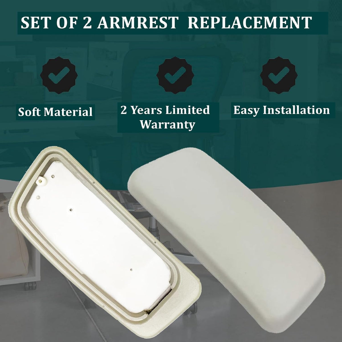 Chair Armrest Replacement, Arm Pad Caps Replacement for Haworth Zody Office Chair 1 Pair (Black)