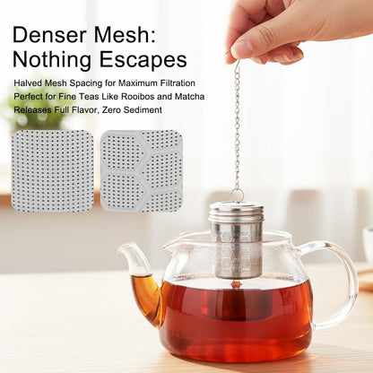 2 Pack Tea Infuser, Extra Fine Mesh Tea Steeper with Extended Chain S Hook and 2PCS Crevice Cleaning Brushes, 304 Stainless Steel Tea Strainers for Tea, Spices, Herbs & Seasonings