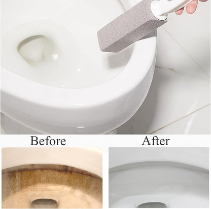3 Pack Pumice Stone for Toilet Bowl Cleaning with Handle, Scouring Stick Remove Toilet Bowl Hard Water Rings, Calcium Buildup and Rust for Cleaning Toilet, Bathroom, Kitchen Sink, Grill (Gray)