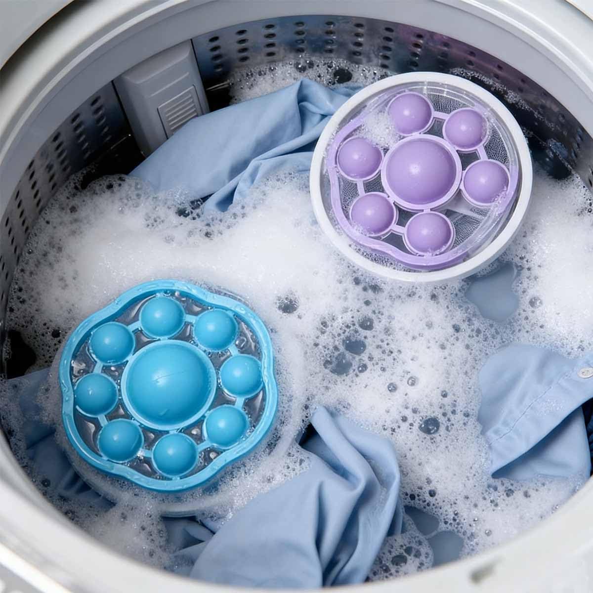 6 PCS Hair Filter Bag Floating Lint Catcher for Washing Machine Pet Hair Catcher Spherical Shape Lint Trap Cleaning Tool Reusable Washing Hair Filter Cleaning Mesh Bag Dog Cat Hair Remover for Laundry