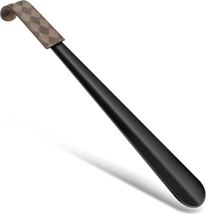 ZOMAKE Shoe Horn Long Handle for Seniors Men Women,Metal Long Shoehorn for Boots,16.5" Shoe Spoon Helper(Brown Handle) | 1Pack Stainless Steel Boot Horn Shoe Spoon Helper, Smooth Edges, Comfort Grip, No Bending Over, Shoe Protection(Brown Handle)